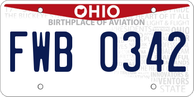 OH license plate FWB0342