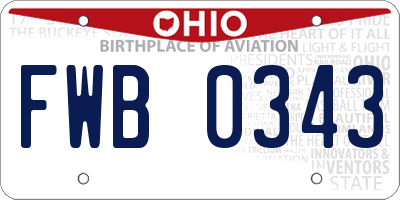 OH license plate FWB0343