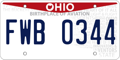 OH license plate FWB0344