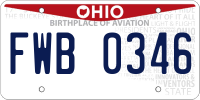 OH license plate FWB0346