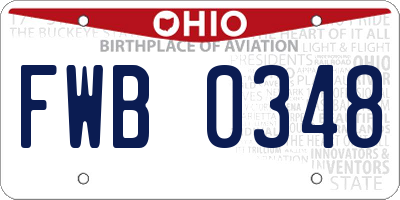 OH license plate FWB0348