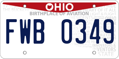 OH license plate FWB0349