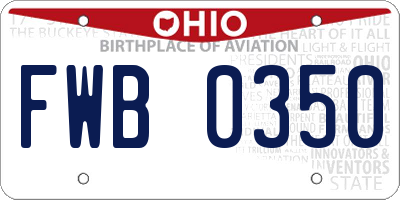 OH license plate FWB0350