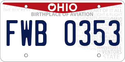 OH license plate FWB0353