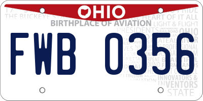 OH license plate FWB0356