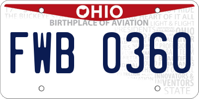 OH license plate FWB0360