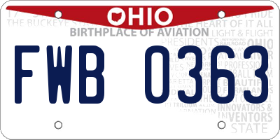 OH license plate FWB0363