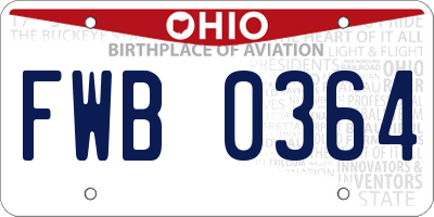 OH license plate FWB0364