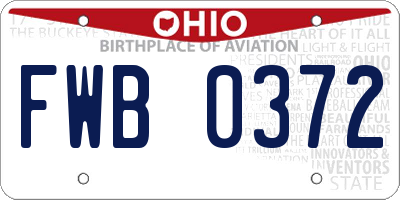 OH license plate FWB0372