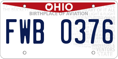 OH license plate FWB0376