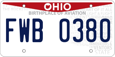 OH license plate FWB0380