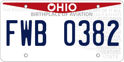 OH license plate FWB0382