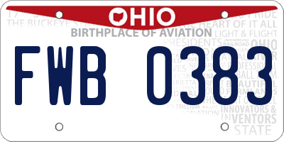 OH license plate FWB0383