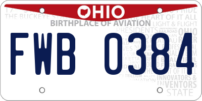 OH license plate FWB0384