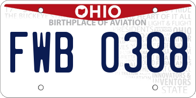 OH license plate FWB0388