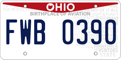 OH license plate FWB0390