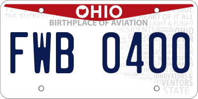 OH license plate FWB0400