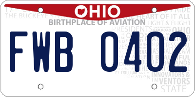 OH license plate FWB0402