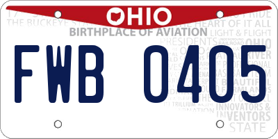 OH license plate FWB0405