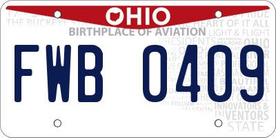 OH license plate FWB0409