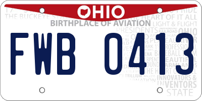 OH license plate FWB0413