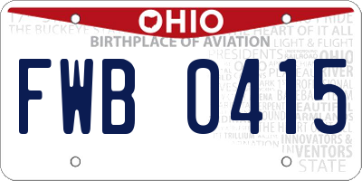 OH license plate FWB0415