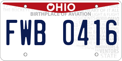 OH license plate FWB0416