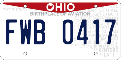 OH license plate FWB0417