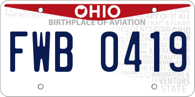 OH license plate FWB0419