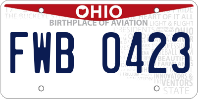 OH license plate FWB0423