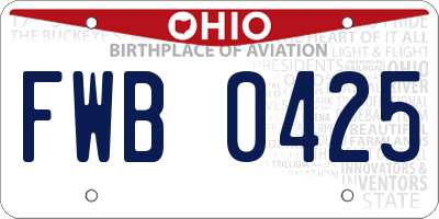 OH license plate FWB0425