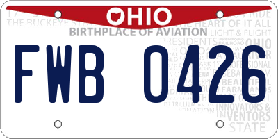 OH license plate FWB0426