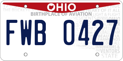 OH license plate FWB0427