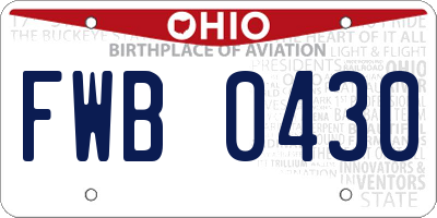 OH license plate FWB0430