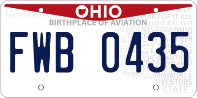 OH license plate FWB0435