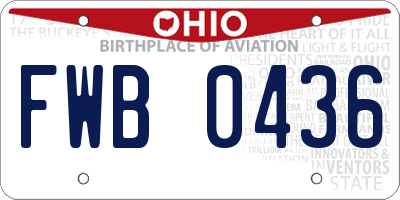 OH license plate FWB0436