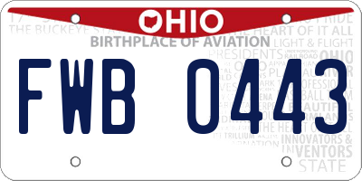 OH license plate FWB0443