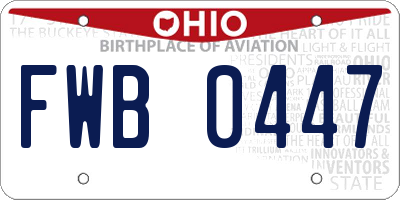 OH license plate FWB0447