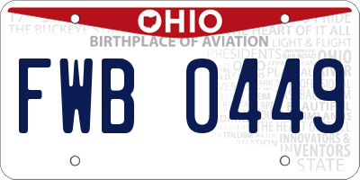 OH license plate FWB0449