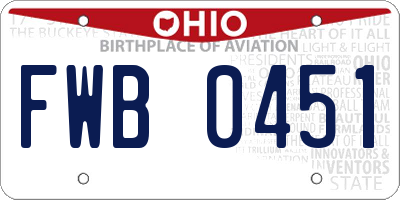 OH license plate FWB0451