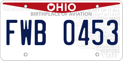 OH license plate FWB0453