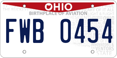 OH license plate FWB0454