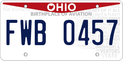 OH license plate FWB0457