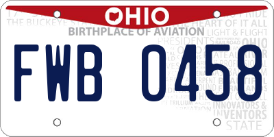 OH license plate FWB0458