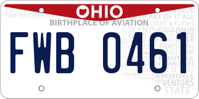 OH license plate FWB0461