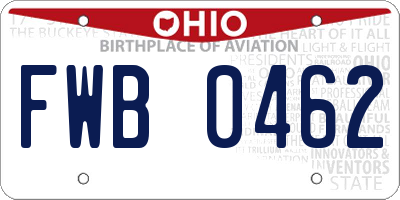 OH license plate FWB0462