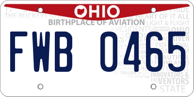 OH license plate FWB0465