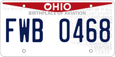 OH license plate FWB0468