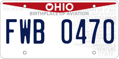 OH license plate FWB0470