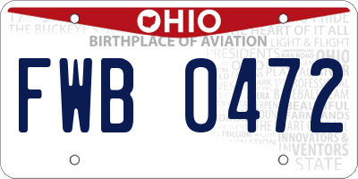 OH license plate FWB0472